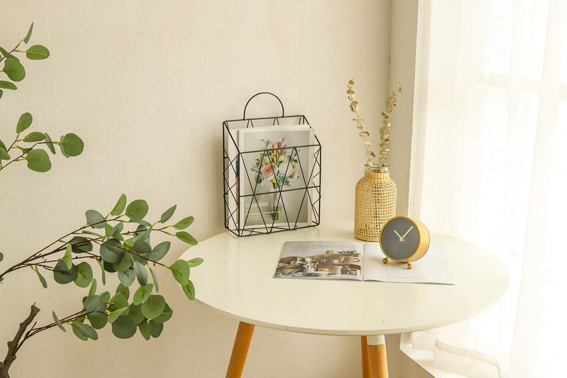  [AUSTRALIA] - PENGKE Hanging Wall Files Magazine Holder,Mial Organizer Metal Wire Mounted Storage Baskets Portable File Holder,Black Black