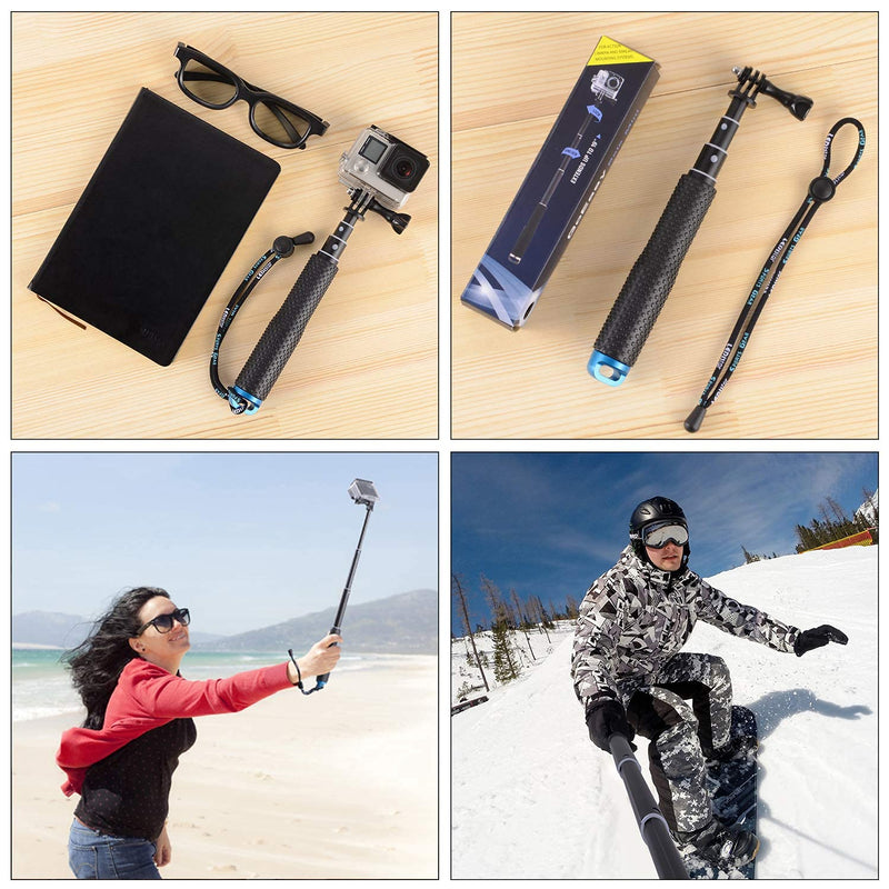  [AUSTRALIA] - Trehapuva Selfie Stick, 19” Waterproof Extension Hand Grip Adjustable Monopod Pole Compatible with GoPro Hero(2018) Hero 10 9 8 7 6 5 4 3+ 3 Session, AKASO, Xiaomi Yi,SJCAM SJ4000 SJ5000 SJ6000 More