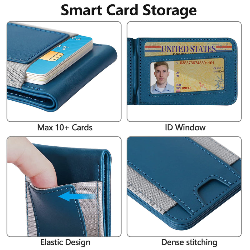  [AUSTRALIA] - ExtreLife Up-Grade Magnetic Wallet for iPhone, Magnetic Wallet and Adjustable Stand, Open ID Window, Magnetic Leather Wallet, Magnetic Phone Wallet Stick on for iPhone 14/13/12 Series, 9 Cards, Blue