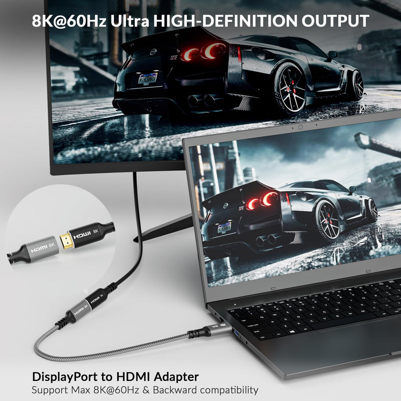  [AUSTRALIA] - Togconn DisplayPort to HDMI Adapter Cable 8K, Unidirectional DisplayPort 1.4 (Male) to HDMI 2.1 (Female) Extension Cable Converter Support 8K@60Hz,4K@120Hz for DP PC and HDMI Displays
