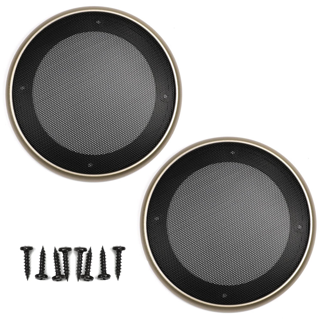  [AUSTRALIA] - Fielect 2Pcs 5" Speaker Grill Cover Mesh Decorative Circle Woofer Guard Protector Cover Audio Accessories Gold with 8 Screws 5 inch 2Pcs Black Gold