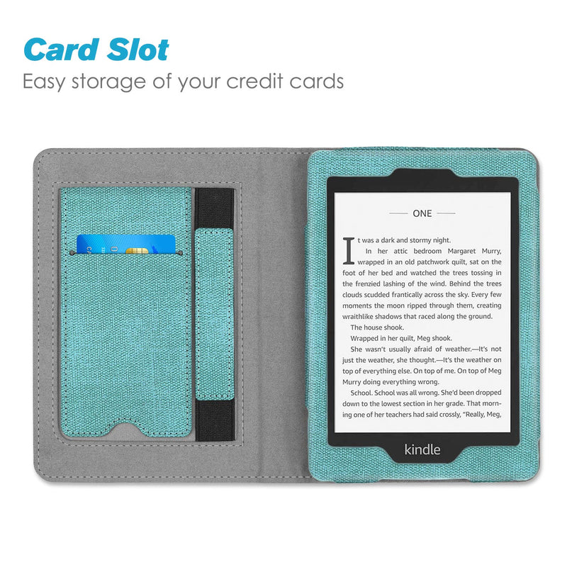  [AUSTRALIA] - Fintie Stand Case for 6" Kindle Paperwhite (Fits 10th Generation 2018 and All Paperwhite Generations Prior to 2018) - Premium PU Leather Sleeve Cover with Card Slot and Hand Strap, Turquoise/Brown D-Turquoise/Brown