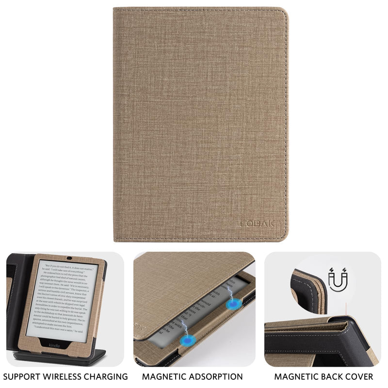  [AUSTRALIA] - CoBak Kindle Paperwhite Case with Stand - Premium PU Leather Cover with Auto Sleep/Wake, Card Slot, and Hand Strap - Compatible with Kindle Paperwhite 11th Gen 6.8" and Signature Edition 2021 *Fabric brown