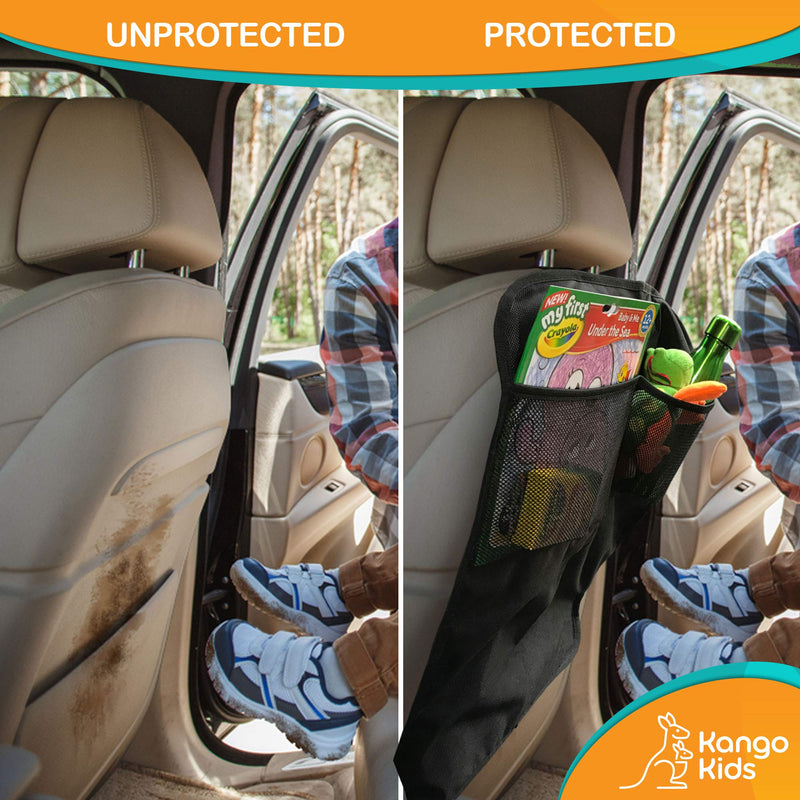 KangoKids Kick Mats – 2 Pack - Keep Your Upholstery Clean - Waterproof and Stain Resistant Back Seat Protectors – Car Seat Protector with Pockets Doubles up as a Handy Car Organizer - LeoForward Australia