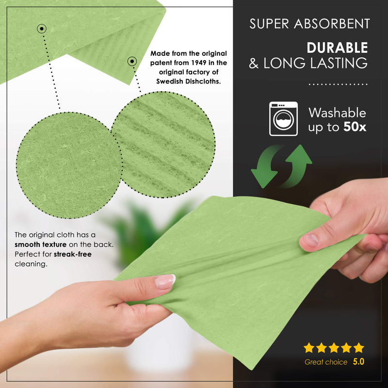 [AUSTRALIA] - Swedish Dishcloths Eco Friendly Reusable Sustainable Biodegradable Cellulose Sponge Cleaning Cloths for Kitchen Dish Rags Washing Wipes Paper Towel Replacement Washcloths (10 Pack Apple Green) 10 Pack 10 Pack Apple Green