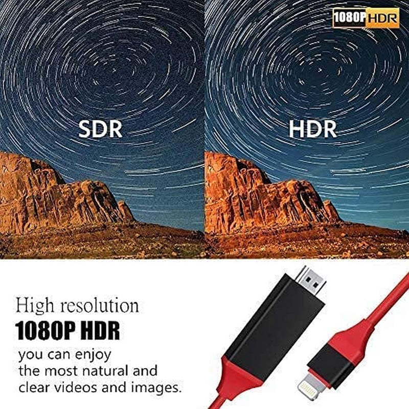  [AUSTRALIA] - Lightning to HDMI Adapter [Apple MFi Certified], Belcompany Lightning to Digital AV Adapter for iPhone to TV, 2K Sync Screen Connector HDTV Cable for iPhone, iPad and iPod on TVs/Monitors/Projectors Red