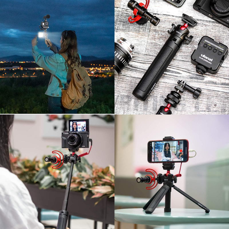  [AUSTRALIA] - MT-16 Extendable Phone Camera Tripod, 4 Levels Adjustment 360° Ball Head Cold Shoe Lightweight Portable Vlog Travel Selfie Stick Handle Grip Desktop Webcam Tripod for iPhone DSLR Sony Gopro 10