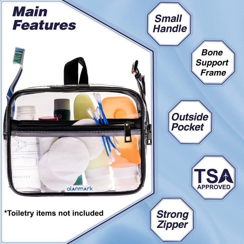 TSA Approved Toiletry Bag 3-1-1 Clear Travel Cosmetic Bag with Handle - Quart Size Bag with Zipper - Carry-on Luggage Clear Toiletry Bag for Liquids - Airport Airline TSA Compliant Bag for Man Women Black - LeoForward Australia