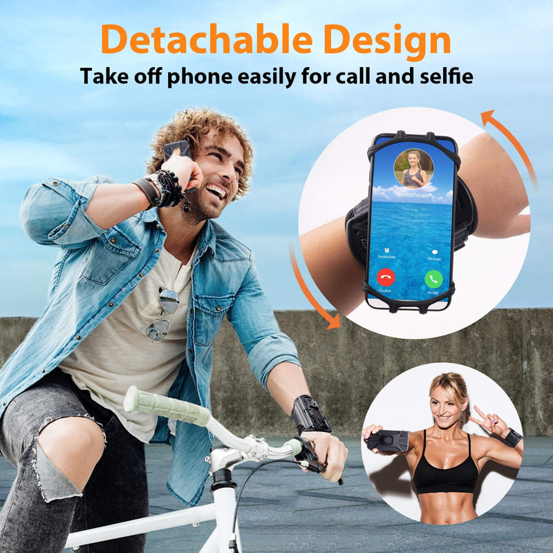  [AUSTRALIA] - HLOMOM Wristband Phone Holder for Running, 360°Rotation & Detachable Sports Armband with Key Holder for iPhone 12/11/Pro/Pro Max/XS/XR/X/8/7/6/Plus, Samsung Galaxy, Fits 4''-6.5''Phone S (Arm-circumference: 14-28cm)