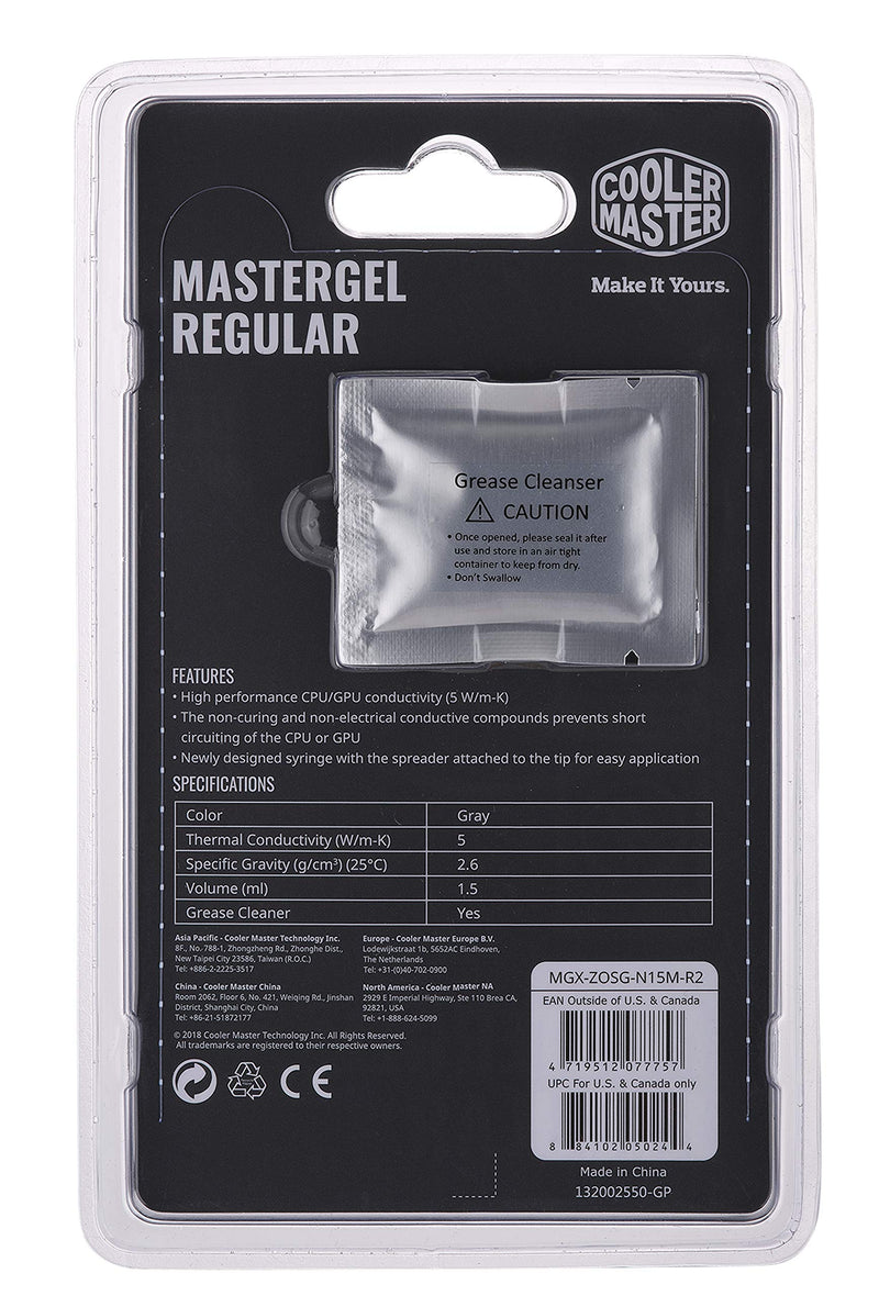 Cooler Master New Edition MasterGel Regular High Performance Thermal Paste w/ Exclusive Flat-Nozzle Syringe Design for CPU and GPU - LeoForward Australia