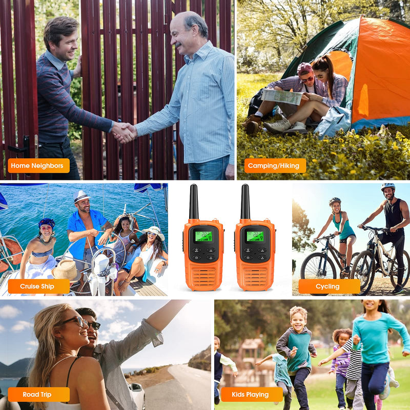  [AUSTRALIA] - LEETEL Walkie Talkie with 22 FRS Channels, Long Range Walkie Talkies for Adults withVOX Scan LED Flashlight for Family Hiking Cycling Camping Outdoor Activities (Orange) Orange