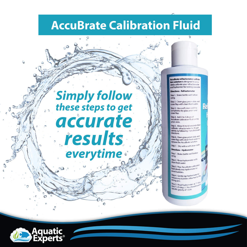 Aquatic Experts AccuBrate Refractometer and Hydrometer Salinity Calibration Fluid – Solution to Accurately Calibrate Refractometer and Hydrometer for Testing Natural Saltwater or Synthetic Sea Water 250 ml - LeoForward Australia