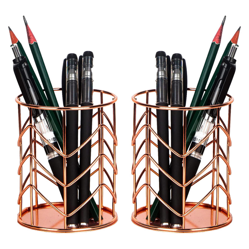  [AUSTRALIA] - Rose Gold Pencil Cup Wire Metal Mesh Pen Holder Make Up Brush Holder, Pen Cup Pen Organizer Accessories for Desk Office Home School 1PC