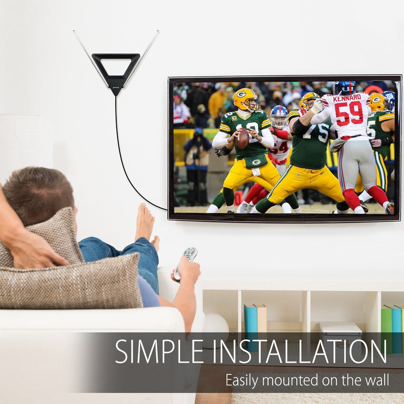  [AUSTRALIA] - Fosmon HDTV Antenna 25-40 Miles Range, Indoor Rabbit Ear TV Antenna, Retractable Dipoles [Wall Mountable or Tabletop] with 5FT Cable Support 4K Ready, ATSC 3.0, UHF, VHF, 1080p Free TV Channel