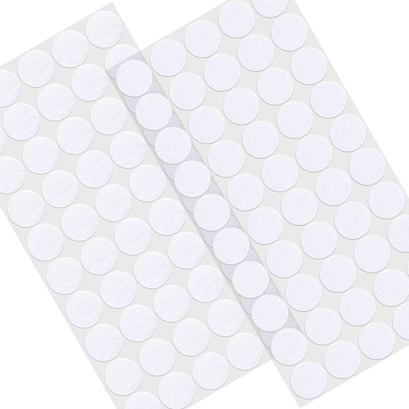  [AUSTRALIA] - 300pcs(150 Pairs Sets) Self Adhesive Dots, 0.78inch/ 20mm Diameter Sticky Back Nylon Coins, Hook & Loop Round Adhesive Strips Fastener Tapes with Stick for Arts, School, organizing- White