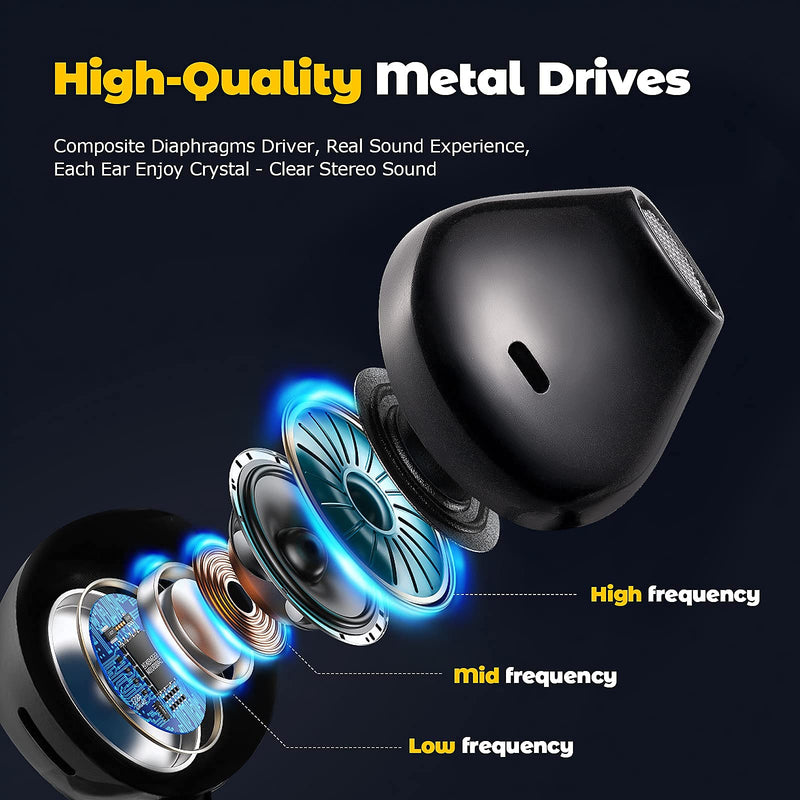  [AUSTRALIA] - Earbuds Headphones with Microphone Pack of 5, Noise Isolating Wired Earbuds, Earphones with Powerful Heavy Bass Stereo, Compatible with Android, iPhone, iPad, Laptops, MP3 and Most 3.5mm Interface