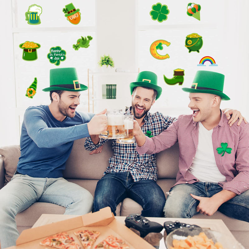  [AUSTRALIA] - 12 Pcs St. Patrick's Day Cut Outs Irish Shamrock Clover Cut Outs Double Sided Printed St Patricks Day Classroom Decorations Cartoon Birds Shoes Lucky Green Rainbow Beer Paper Cut Outs for Home Board