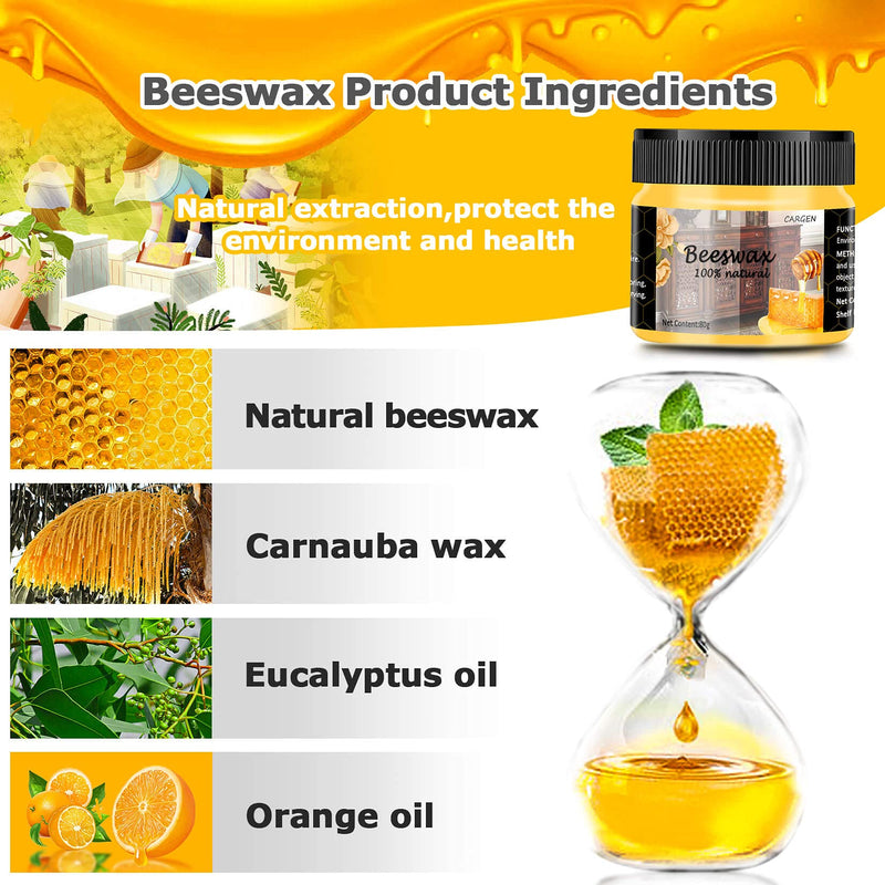  [AUSTRALIA] - CARGEN Beeswax Furniture Polish, Wood Seasoning Beeswax for Furniture Wood Polish for Floor Tables Chairs Cabinets for Home Furniture to Protect and Care 1pcs Wood Wax and Sponge