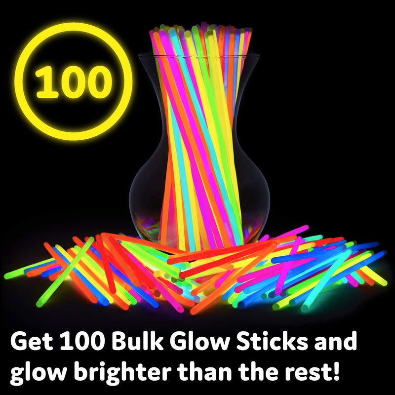 PartySticks Glow Sticks Party Supplies 100pk - 8 Inch Glow in the Dark Light Up Sticks Party Favors, Glow Party Decorations, Neon Party Glow Necklaces and Glow Bracelets with Connectors 100 Pack - LeoForward Australia