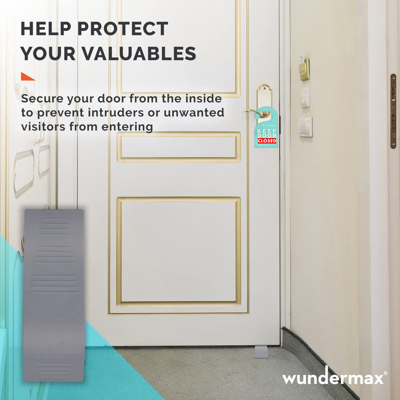  [AUSTRALIA] - Wundermax Door Stoppers - Pack of 1 Rubber Security Wedge for Bottom of Door on Carpet, Concrete, Tile, Linoleum & Wood - Heavy Duty Door Stop - Office Accessories & Home Improvement - Gray 1 Pack