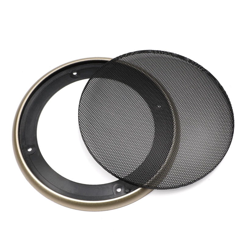  [AUSTRALIA] - Fielect 2Pcs 5" Speaker Grill Cover Mesh Decorative Circle Woofer Guard Protector Cover Audio Accessories Gold with 8 Screws 5 inch 2Pcs Black Gold