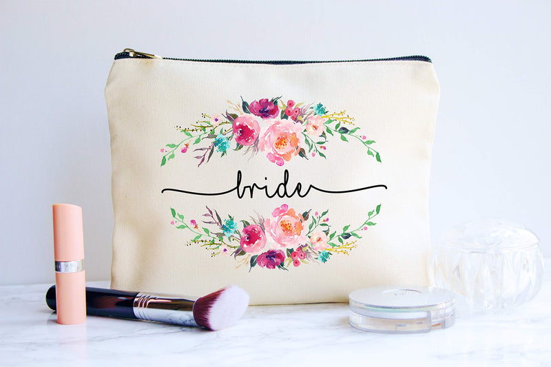 Bride Makeup Bag, Bride Gift, Bride Cosmetic Bag, Engagement Gift, Bride Makeup Zipper Pouch, Bridal Shower, Engagement Gift - LeoForward Australia
