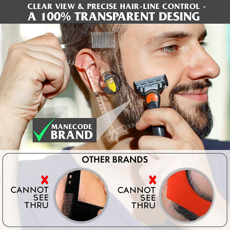 2 Pcs Beard Shaping & Styling Tool With Comb for Perfect line up & Edging For Men's Jaw Cheek/Neck Line, Symmetric/Curve/Step Cut Works with Any Beard Razor Electric Trimmers or Clippers - LeoForward Australia