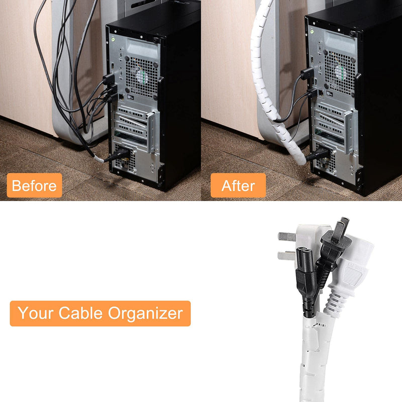  [AUSTRALIA] - uxcell 10mm Cable Wire Wrap for Cord Management White 3 Meter with Zipper Clips