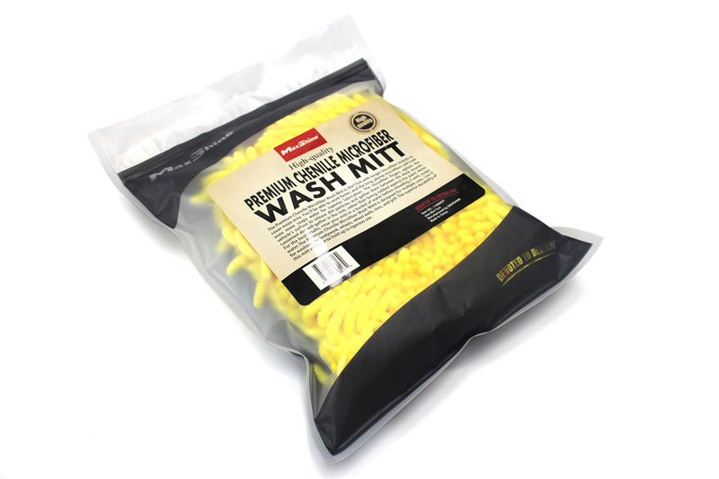  [AUSTRALIA] - Maxshine Premium Chenille Microfiber Wash Mitt Scratch Free Gloves for Car Detailing Home Ceaning, Yellow