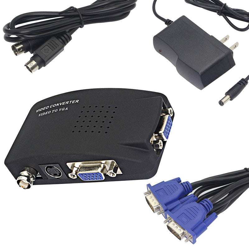  [AUSTRALIA] - XMSJSIY BNC to VGA, S Video VGA to VGA Converter CCTV Camera PC to TV Adapter BNC Input to VGA Input to VGA Output Laptop Computer Monitor Converter for DVR DVD Player Support PAL NTS