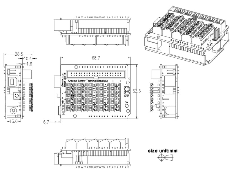 [AUSTRALIA] - Screw Terminal Block Breakout Shield Module for Arduino UNO R3