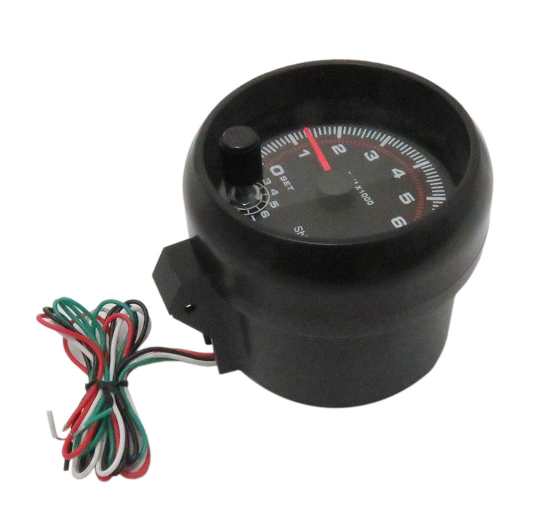  [AUSTRALIA] - DEEPSOUND 3.75" 12V White LED Backlit Tachometer Gauge with Red Shift Light for Auto Gasoline Car 0-8000 RPM