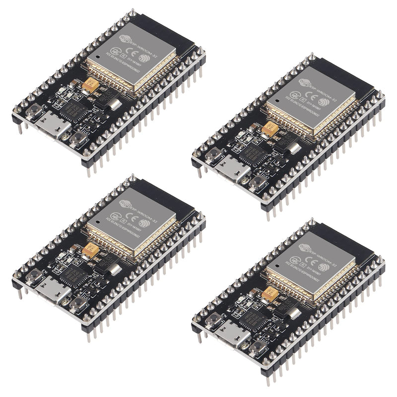  [AUSTRALIA] - DWEII ESP32 Development Board ESP-32S Microcontroller Processor Integrated 2-in-1 Microcontroller ESP-WROOM-32 Chip CP2102 WiFi NodeMCU-32S ESP-WROOM-32 Compatible with Arduino IDE Pack of 4