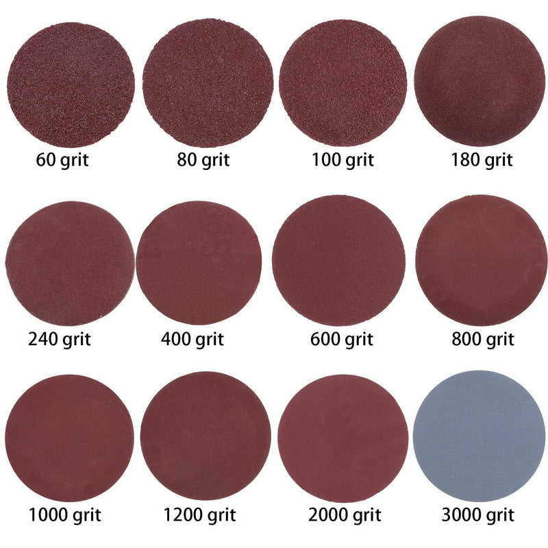  [AUSTRALIA] - 120 Pieces Sanding Discs Pad Hook and Loop Sandpaper Disc for Drill Grinder Rotary Tools, 12 Different Grits (60 to 3000 Grit, 10 Pieces Each Grit) (2 Inch) 2 Inch