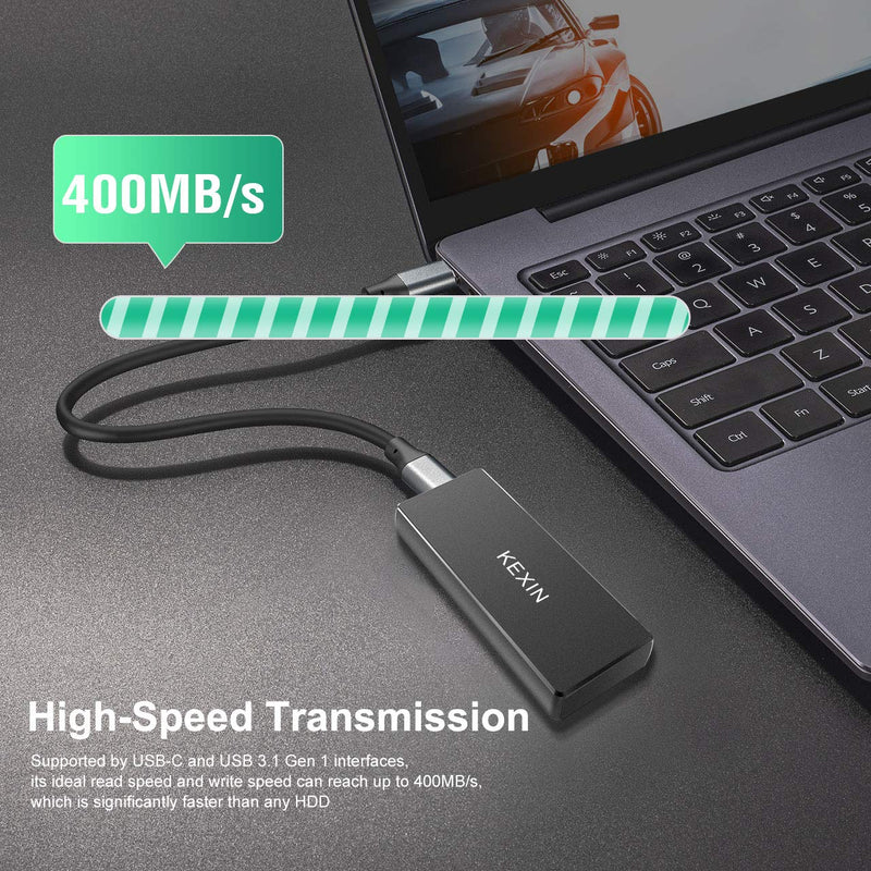  [AUSTRALIA] - KEXIN 250GB Portable External SSD - Up to 400MB/s - USB-C, USB 3.1 Mini Game Drive Solid State Flash Drive Disk, Compatible with Mac OS, Windows, Laptop, X-Box, PS4 250G