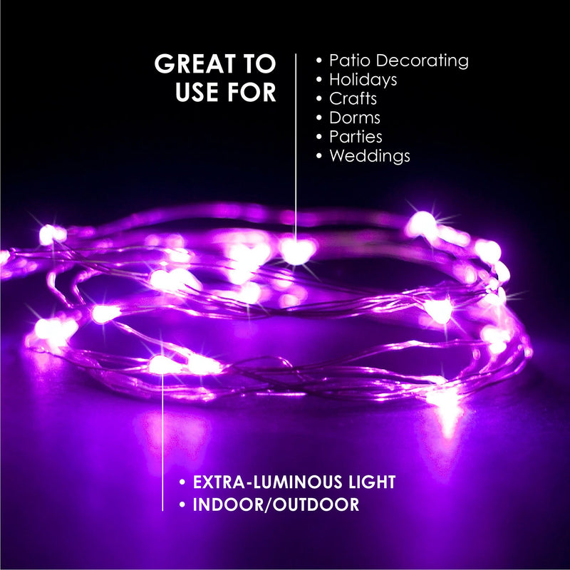 RTGS Products 30 LEDs Lights Indoor and Outdoor 9.5 FEET String Lights, Fairy Lights Battery Powered for Patio, Bedroom, Holiday Decor, etc (Pink) Pink - LeoForward Australia