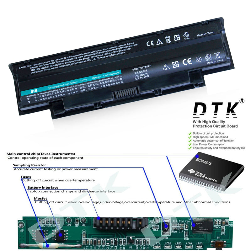 Dtk Laptop Battery Replacement for Dell Inspiron 3420 3520 13r 14r 15r 17r N3010 N4010 N4050 N4110 N5110 N5010 M5110 M5010 M4110 M501,P/N J1knd 4t7jn [9-cell 7800mah] - LeoForward Australia