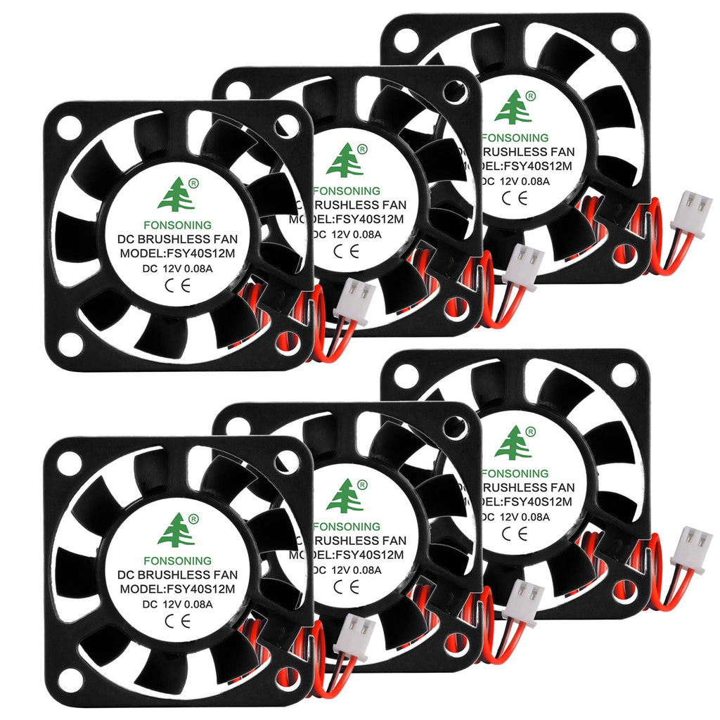  [AUSTRALIA] - 6PCS 3D Printer Fan 12V 0.08A DC Mini Quiet Cooling Fan 40X40X10mm with 28cm Cable for 3D Printer, DVR, and Other Small Appliances Series Repair Replacement