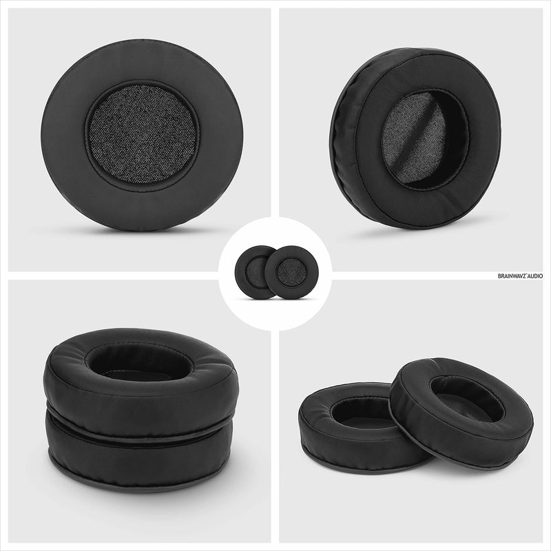  [AUSTRALIA] - BRAINWAVZ Round Replacement Memory Foam Earpads - Suitable for Many Other Large Over The Ear Headphones - Sennheiser, AKG, HifiMan, ATH, Philips, Fostex, Sony (Black) Black