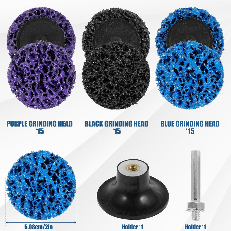  [AUSTRALIA] - 45 pieces CSD disc sanding disc 50 mm coarse grinding disc with stand purple/blue/black cleaning disc drill cleaning disc set for surface processing polishing rust removal