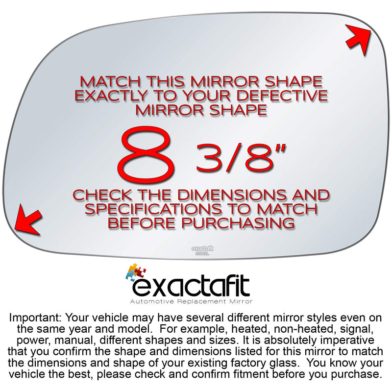 exactafit 8108L Driver Side Mirror Glass Replacement Plus 3m Adhesives Compatible With 1999-2004 Jeep Grand Cheroke Left Hand Door Wing LH - LeoForward Australia
