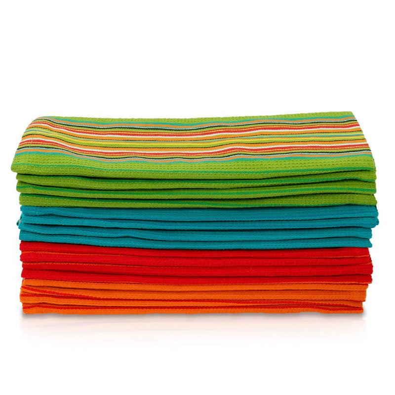 Simpli-Magic 79335 Kitchen Dish Towels, 16x27 Inches, Salsa Stripe, 8 Pack, Multi - LeoForward Australia