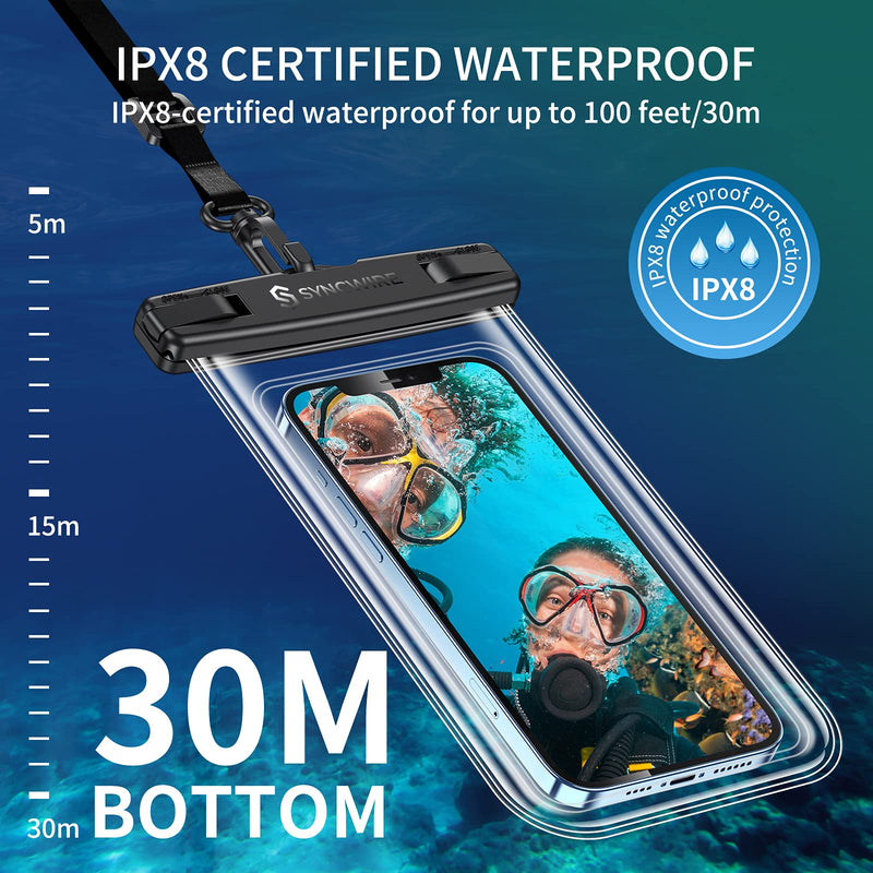  [AUSTRALIA] - Syncwire IPX8 Waterproof Phone Pouch with Lanyard 2 Pack & IP68 Waterproof Fanny Bag with Adjustable Waist Strap 2 Pack for iPhone Samsung Galaxy and More, Beach Accessories, Vacation Must Haves