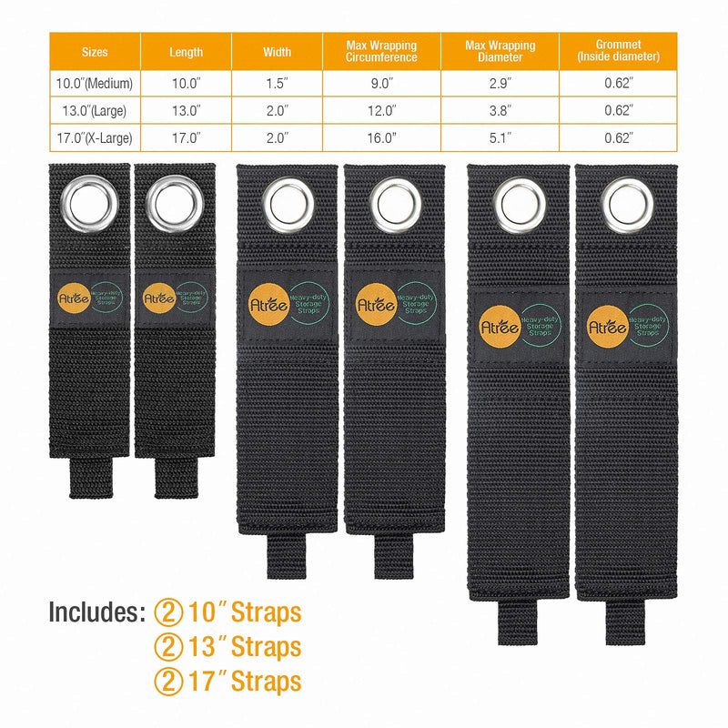  [AUSTRALIA] - Atree Heavy Duty Storage Straps, Assorted 6 Pack(2M/2L/2XL) - Hook and Loop Extension Cord Holder Organizer for Cables, Hoses, Rope, RV, Boat and Garage Storage and Organization 6 Pack (2M/2L/2XL)