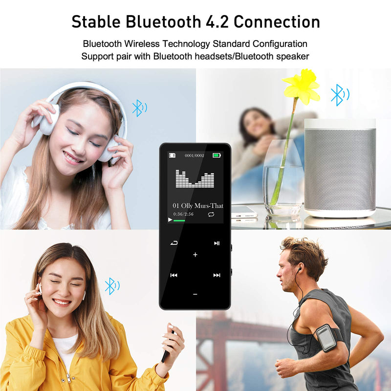  [AUSTRALIA] - MP3 Player with Bluetooth 40GB Portable Music Player with Earphone Built-in Speaker Suitable for Walking Jogging Touch Buttons Support Voice Recorder E-Book