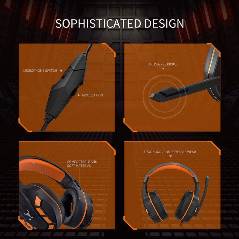  [AUSTRALIA] - Kikc PS4 Gaming Headset with Mic for Xbox One, PS5, PC, Mobile Phone and Notebook, Controllable Volume Gaming Headphones with Soft Earmuffs, Headphones for Kid Orange 1
