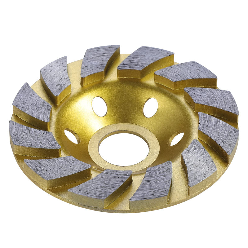  [AUSTRALIA] - OCR 4" Concrete Turbo Diamond Grinding Cup Wheel Three Row Turbo Cup Disc Grinder for Angle Grinder 12 Segs Heavy Duty (Yellow 12segs B) Yellow 12segs B