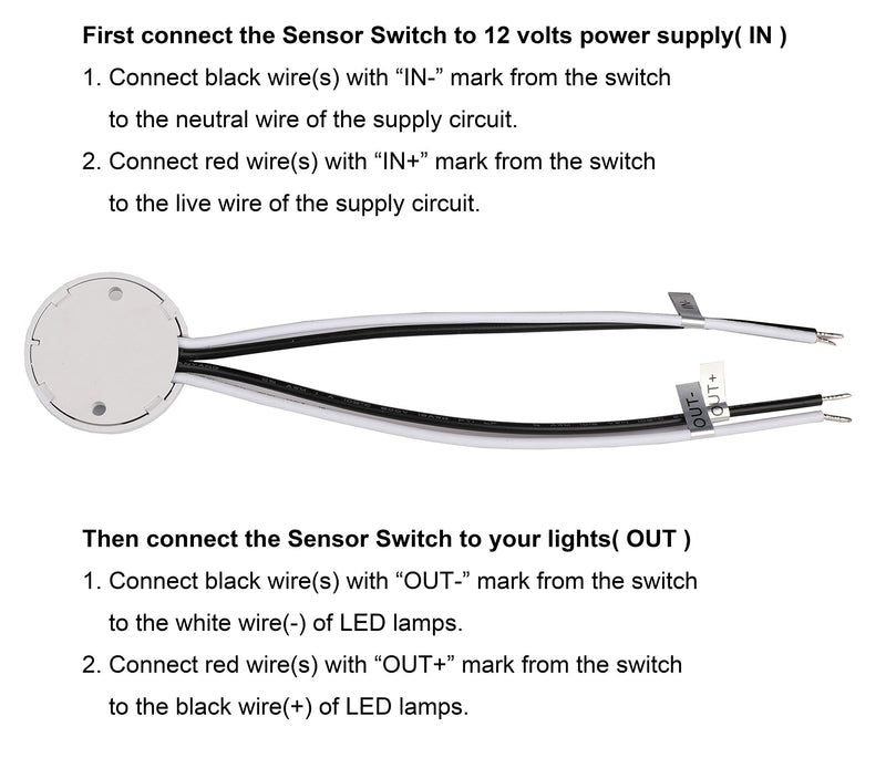  [AUSTRALIA] - Facon 12V DC PIR Motion Sensor Switch, Use with Strip Lights, LED Lights, Incandescent and Halogen Bulbs(White) White