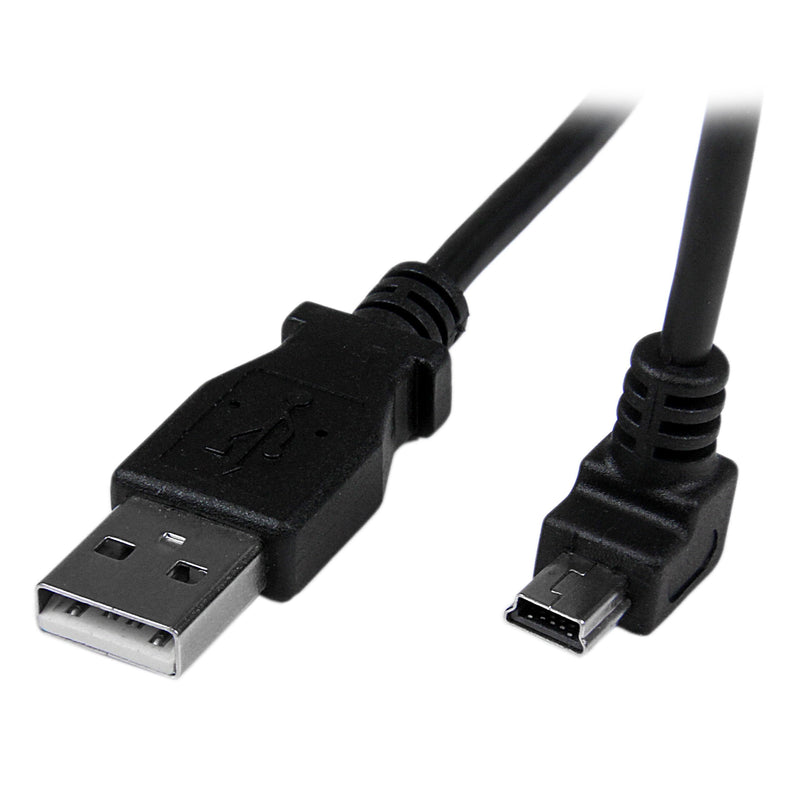  [AUSTRALIA] - StarTech.com Down Angle Mini USB Cable - 2m - Black - USB A to Mini USB B - USB to Mini USB Cable - Mini USB Charger - USB A to Mini B (USBAMB2MD) 6 ft / 2m