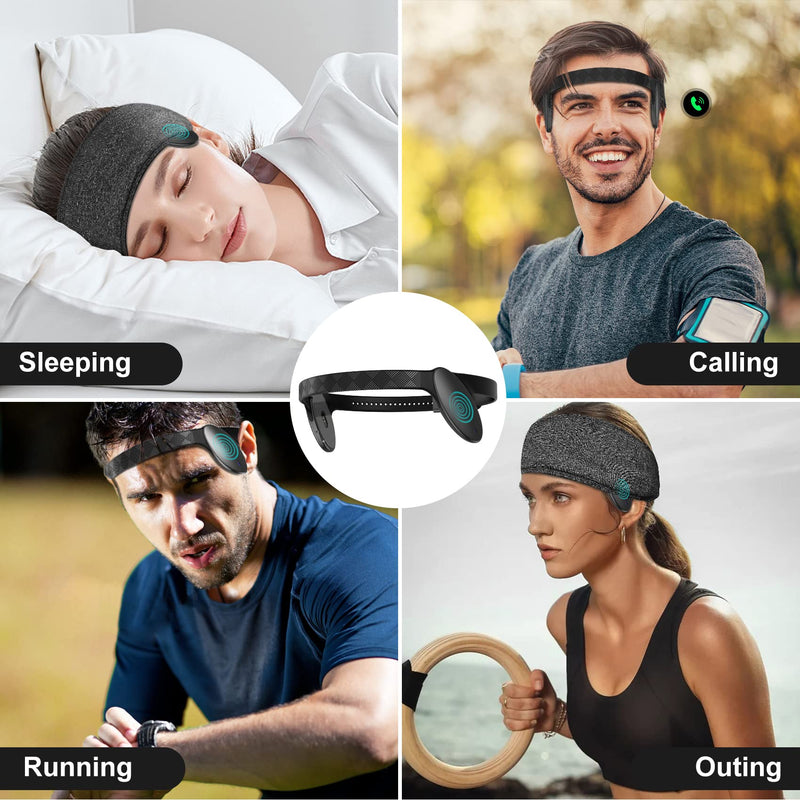  [AUSTRALIA] - Kurdene Wireless Sleep Headphones,Bluetooth 5.3 Sports Headband,Ultra Thin&Soft Elastic Headband for Sleeping Headphones,Built-in Microphones with Stereo Sound Speakers for Sleeping,Workouts Forehead Size 9.5"-10.5"